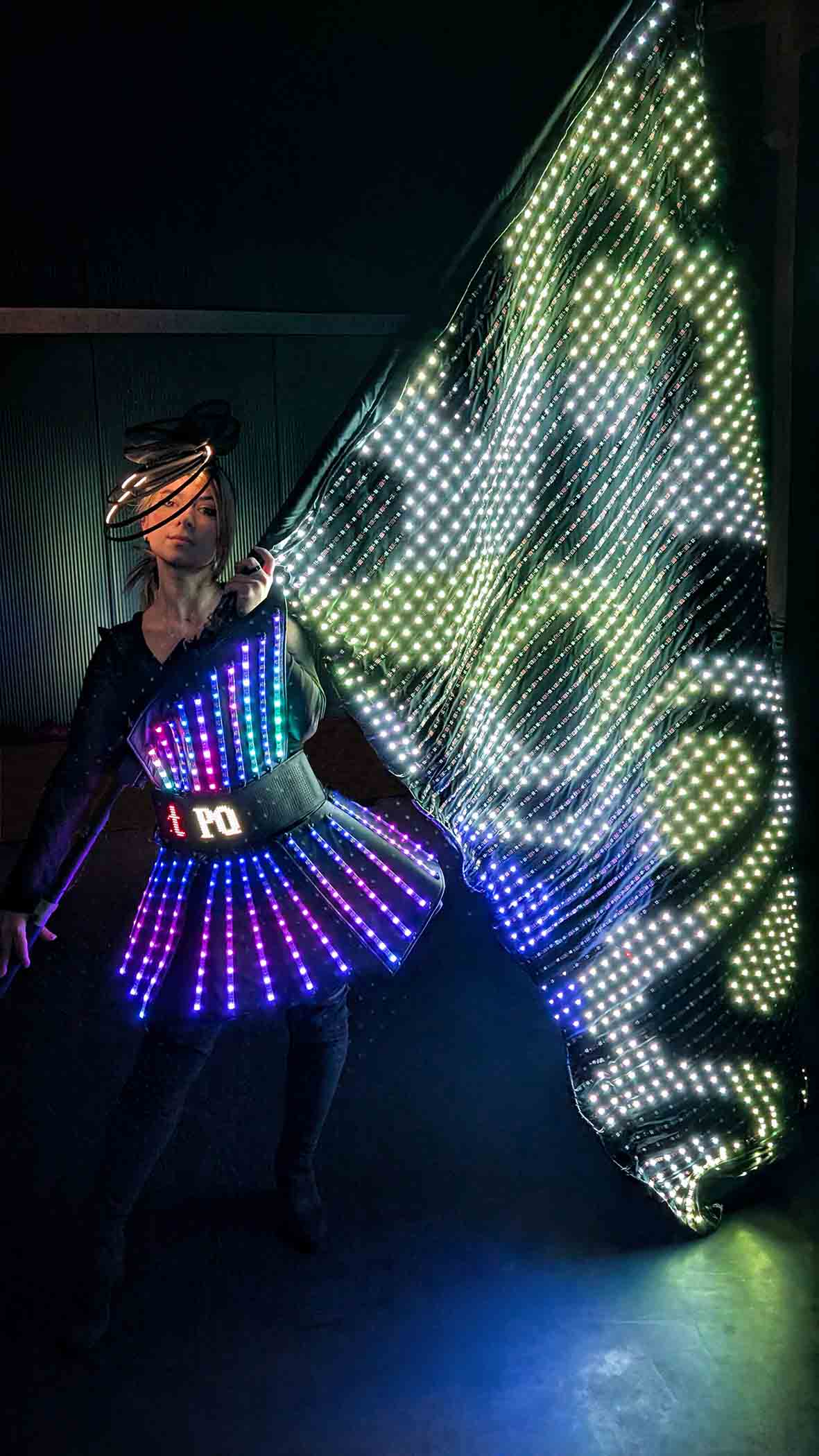 LED Dancer with programmable LED dress and flag